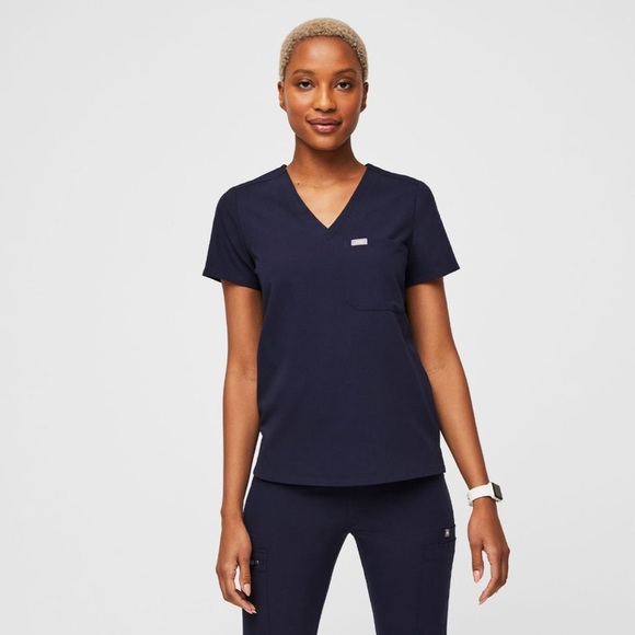 Figs Deep Blue Medical Scrub Top - Picture 1 of 7